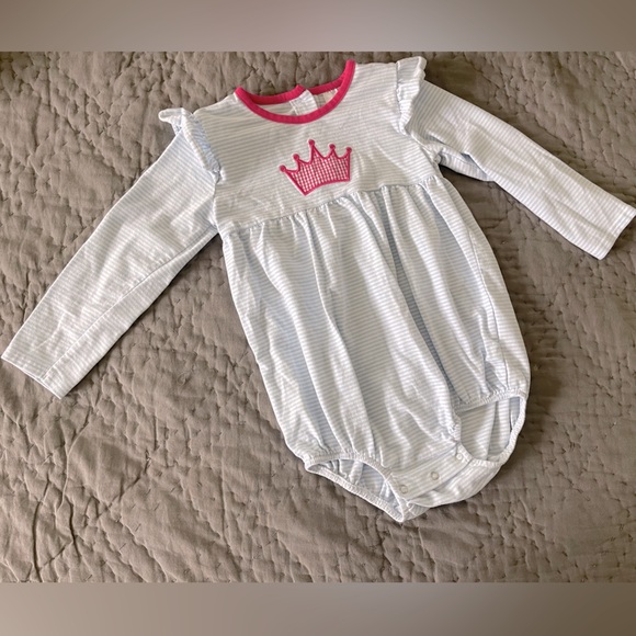 Fish on Mint Bitty Stripe Girl Bubble by Zuccini Kids